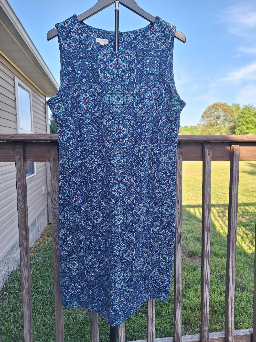 Talbots Sleeveless Moroccan Medallion Print Sheath Dress Sz M